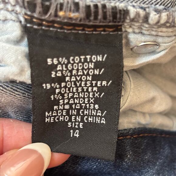 1822 Denim Skinny Jeans Womens Size 14 Mid-Rise Body-Positive Stretch Frayed Hem - Picture 11 of 16